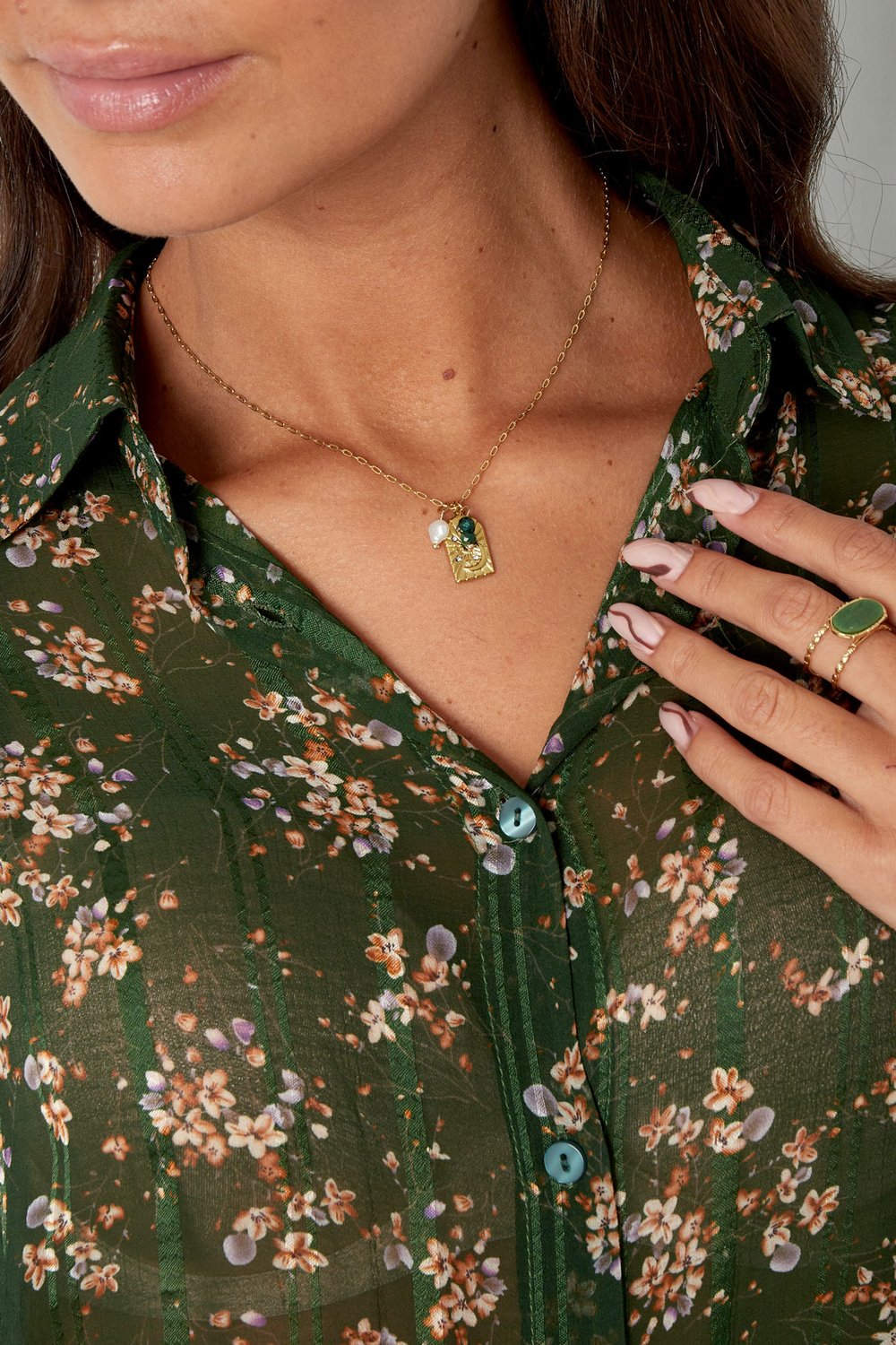 Necklace charm party - Gold color/purple h5Picture2